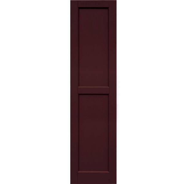 Winworks Wood Composite 15 in. x 60 in. Contemporary Flat Panel Shutters Pair #657 Polished Mahogany