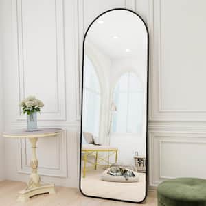 21 in. W x 63 in. H Arched Black Aluminum Alloy Framed Rounded Full Length Mirror Standing Floor Mirror