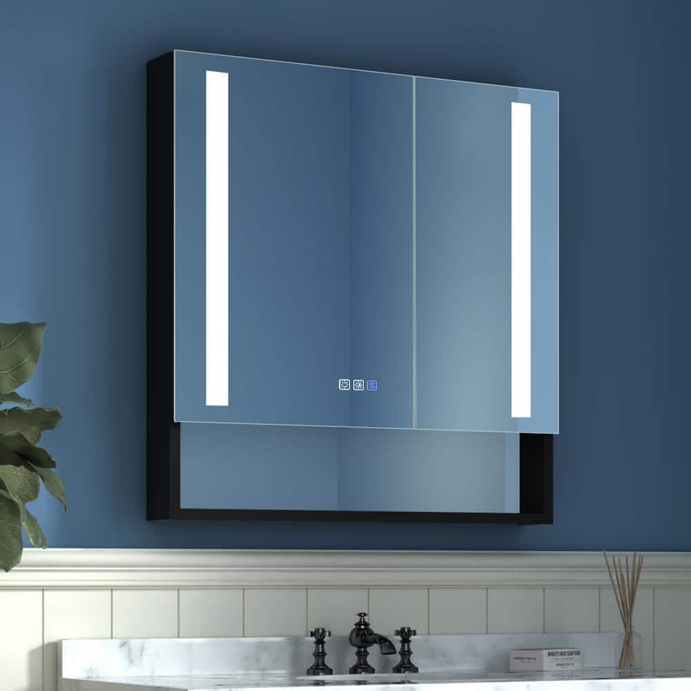 JimsMaison 30 in. W x 32 in. H Rectangular Aluminum Black Medicine