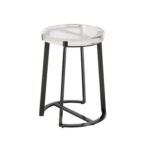 HomeSullivan Grey Stainless Steel Glass Top Table