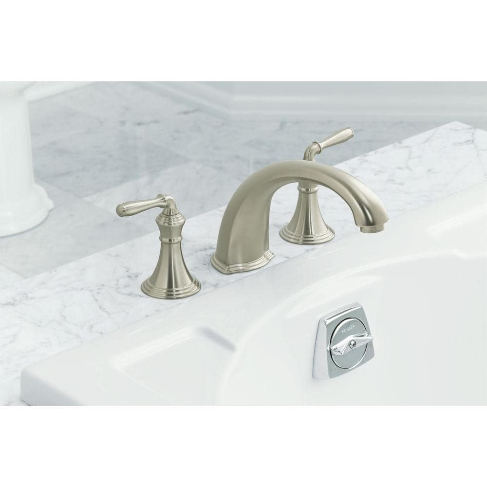 Devonshire Elegance Double Handle Vibrant Brushed Nickel Roman Tub Faucet