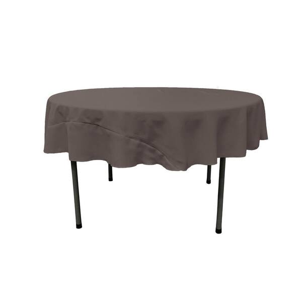 LA Linen 72 in. Round Charcoal Polyester Poplin Tablecloth
