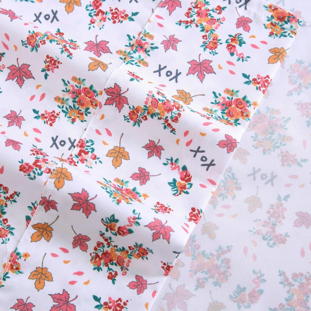 Fall Foliage Pink Twin Microfiber Sheet Set with Pillowcase