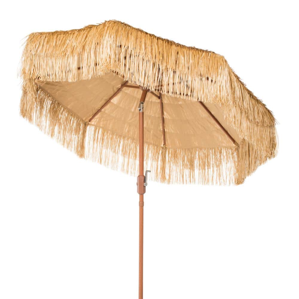 Tiki 9-Foot Tan Crank Patio Umbrella with Wood Frame