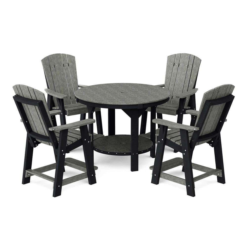 "Heritage 5-Piece Dark Gray and Black HDPE Plastic Outdoor 48"" Pub Counter Set" price history on PriceWatchPro