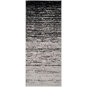 Adirondack Silver/Black 3 ft. x 6 ft. Solid Striped Runner Rug