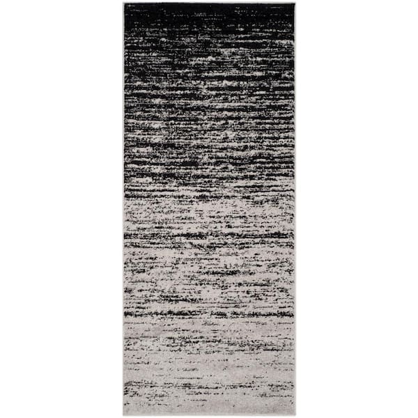 SAFAVIEH Adirondack Silver/Black 3 ft. x 6 ft. Solid Striped Runner Rug