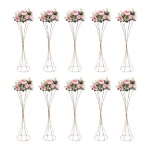 31.5 in. Tall Gold Metal Trumpet Vase Flower Stand Road Lead for Wedding Party Dinner Centerpiece Decoration (10 Pcs)