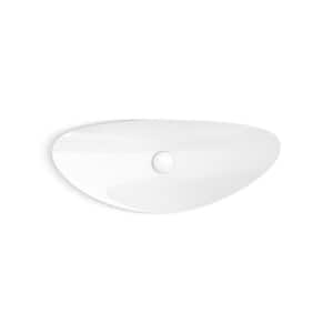 Veil 38.5 in. Trough Vessel Bathroom Sink In White with No Overflow Drain