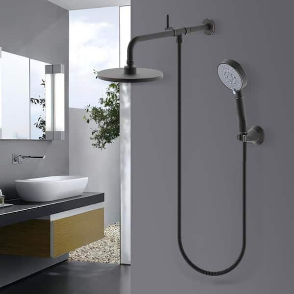 Single-Handle 5-Spray 1.8 GPM Shower Faucet with 8 in. Wall Mount Dual Round Shower Head in Oil Rubbed Bronze