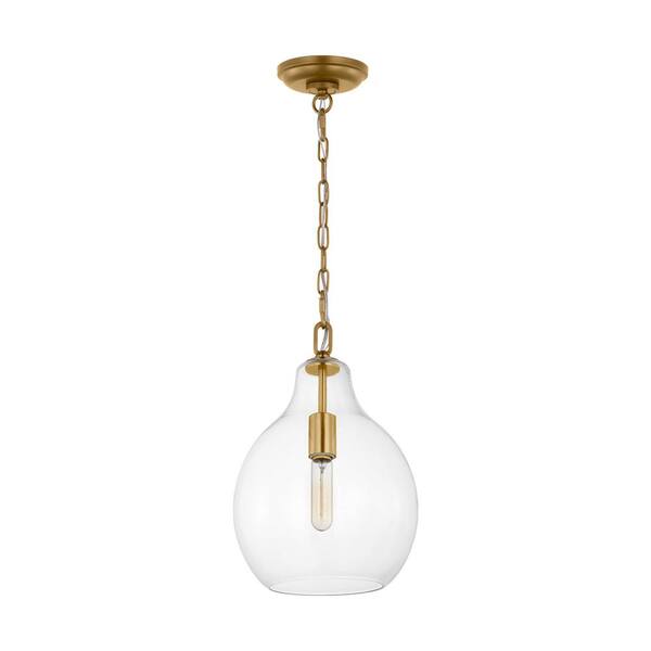 Generation Lighting - Magnus Large 1-Light Burnished Brass Pendant Light with Clear Glass Shade
