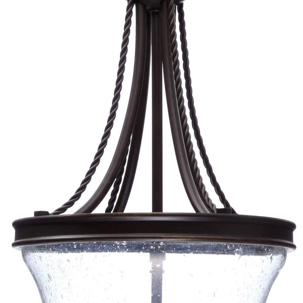 Antique Bronze Seeded Glass 3-Light Pendant