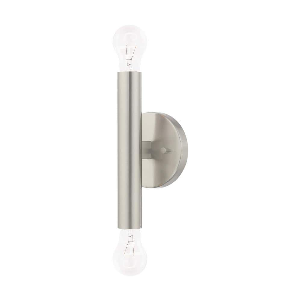 Copenhagen Brushed Nickel 2-Light Industrial Wall Sconce