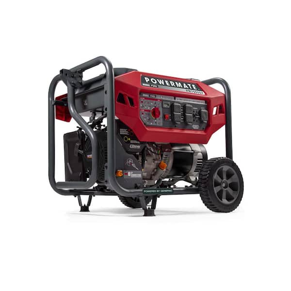 Powermate PM7500DF 6000-Watt Recoil Start Gasoline/Propane Dual Fuel Portable Generator with CO-Sense, 49-ST/CSA