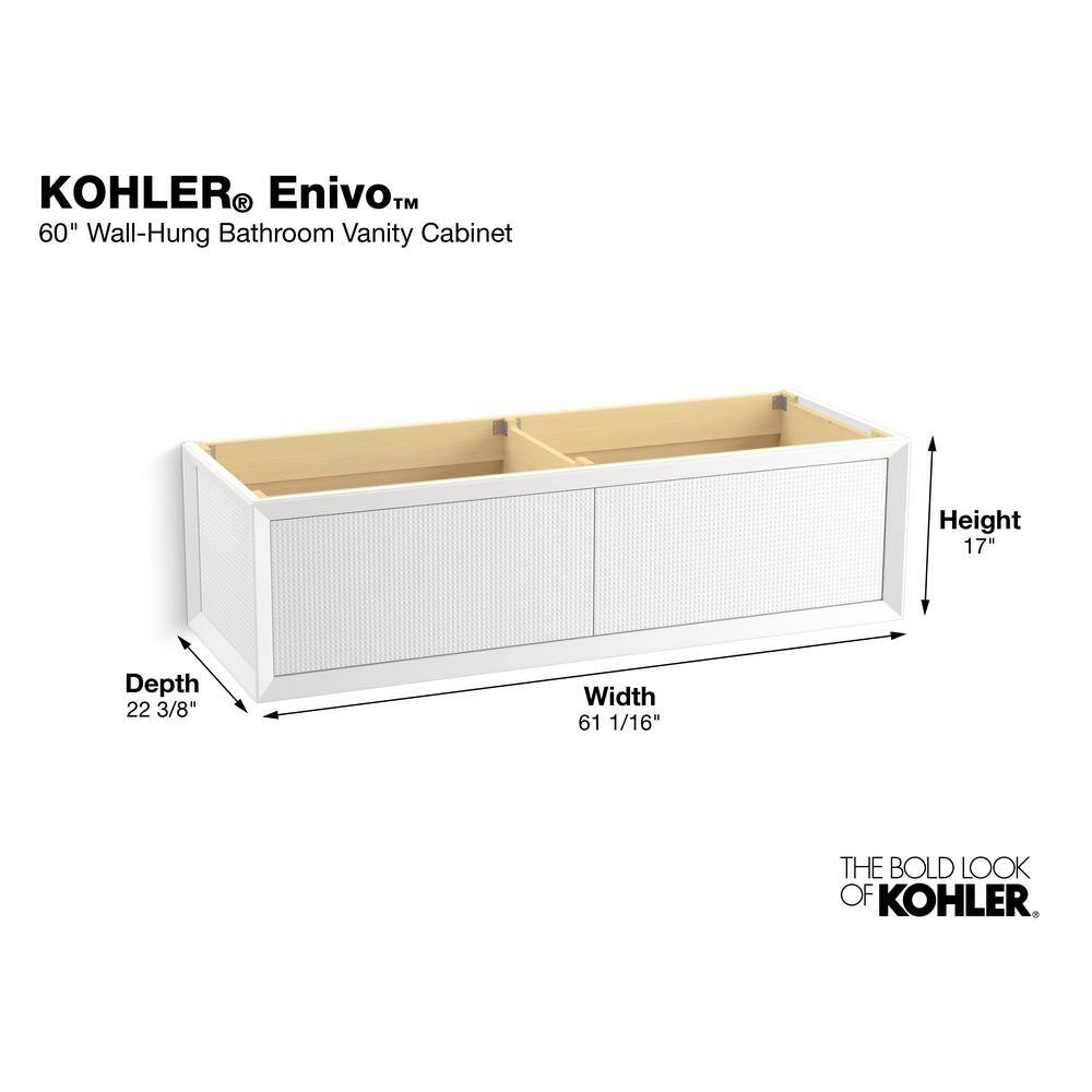 Enivo 61" White Painted Wall-Mount Double Vanity