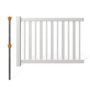 Sturbridge Vinyl Yard and Pool Fence w/Post and No Dig Steel Pipe Anchor Kit 4 ft. H x 6 ft. W