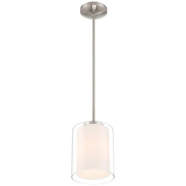 Access Lighting - Seville 1-Light Brushed Steel Standard Pendant Light with Glass Shade