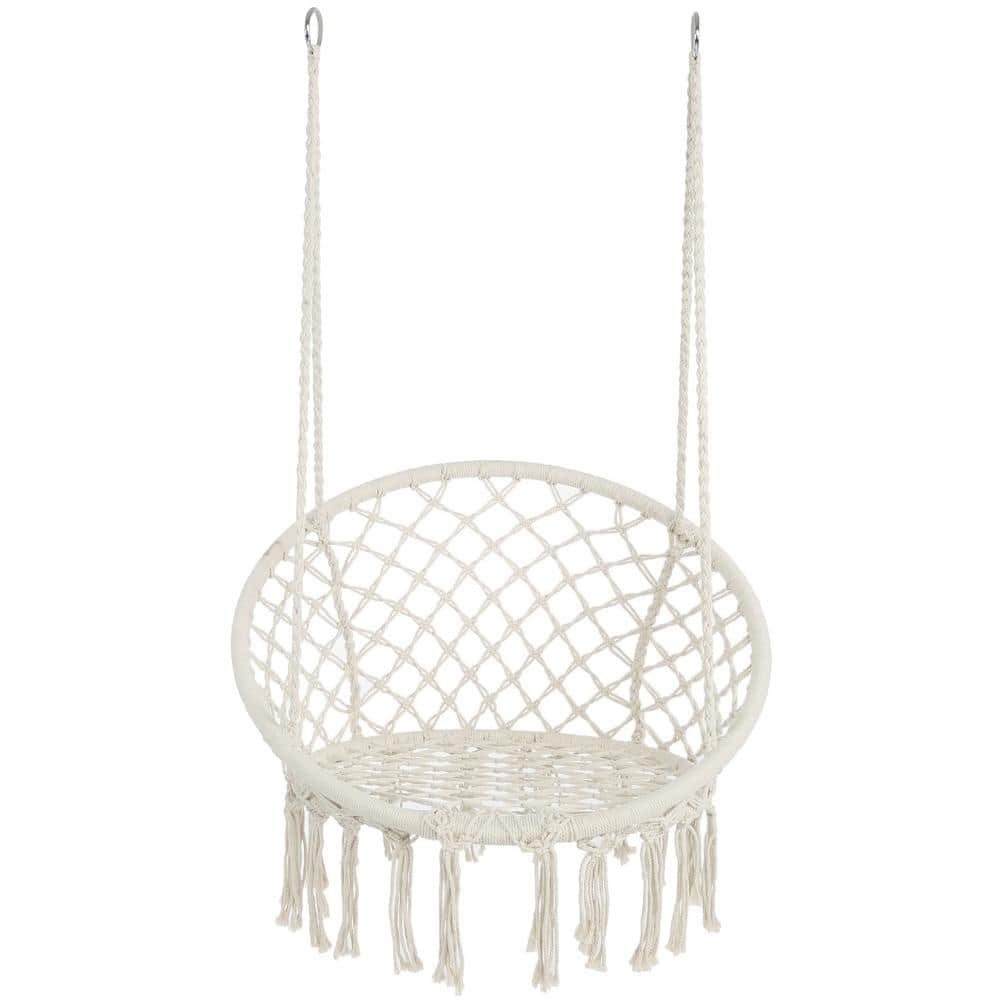Beige 2.63 ft. Hammock Chair Macrame Swing Chair