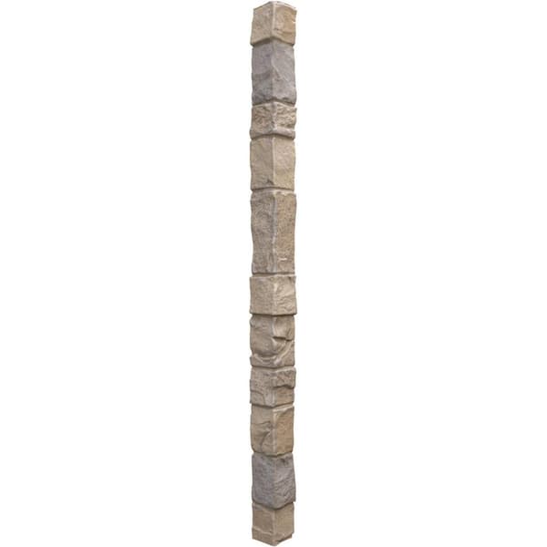 Ekena Millwork 3 in. x 3 in. Rockwall Composite Universal Outside Corner for StoneWall Faux Stone Siding Panels