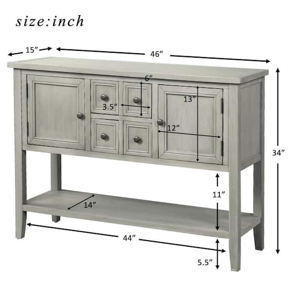 URTR 46 Antique Gray Rectangle Wood Console Sofa Table Buffet