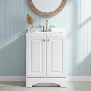 25 in. Single Sink White Freestanding Bath Vanity with White Cultured Marble Top (Assembled)