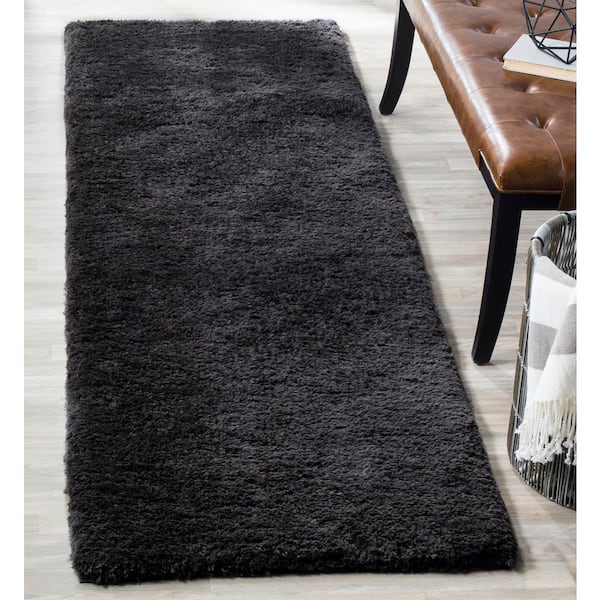 Sheep Shag Charcoal 2 ft. x 6 ft. Solid Runner Rug