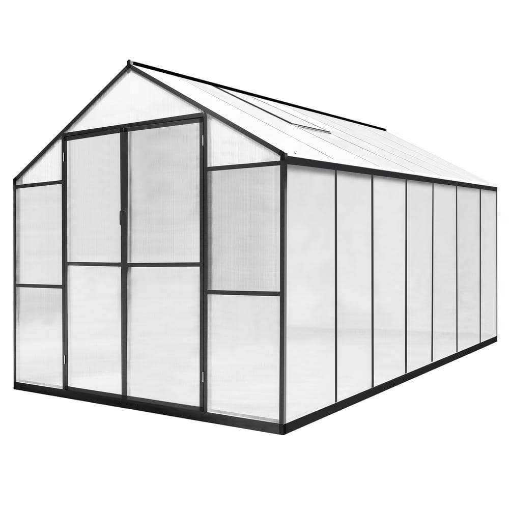 VEIKOUS 8 ft. W x 14 ft. D Polycarbonate Greenhouse For Outdoors, Green ...