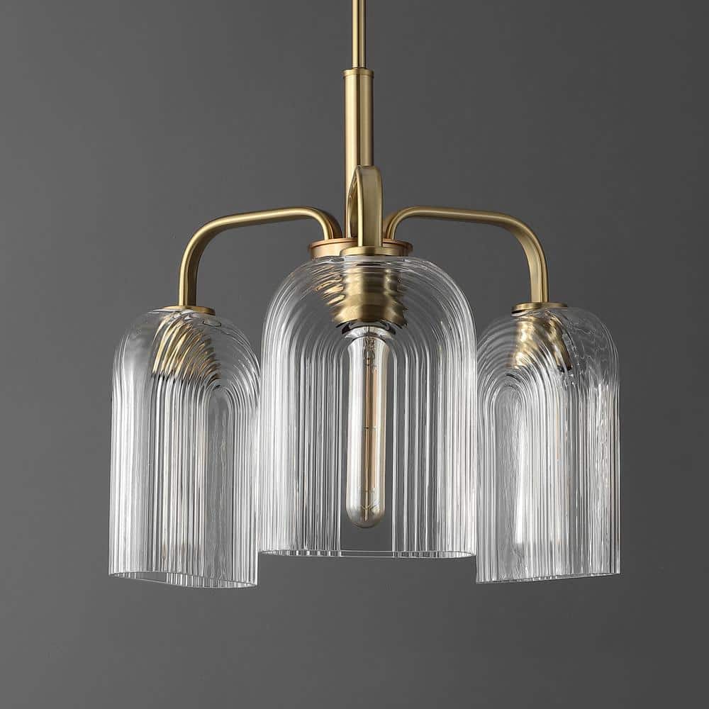 Romeyn 21" Gold Glass 3-Light LED Pendant