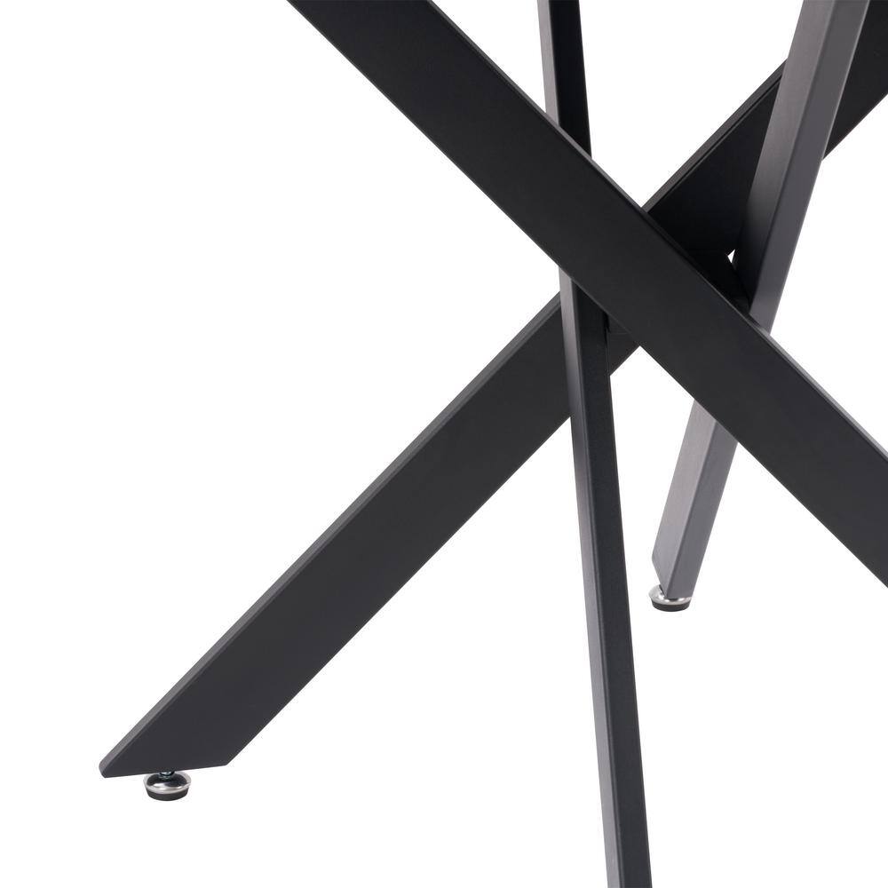40" Round Marble Top Dining Table with Iron Trestle Base