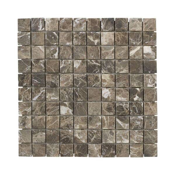 Jeffrey Court Emperador 11.875 in. x 11.875 in. x 9 mm Honed Marble Mosaic Floor and Wall Tile