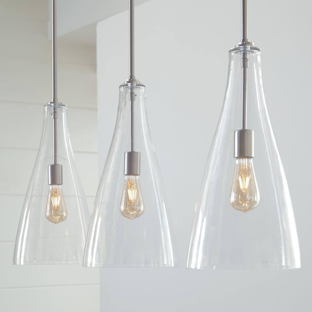 Arilda Mini Brushed Nickel Pendant with Clear Glass Shade