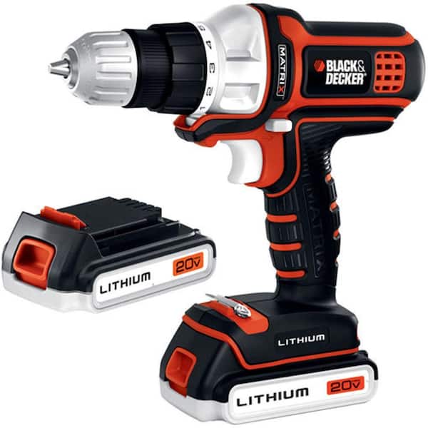 BLACK+DECKER 20-Volt Lithium-Ion 3/8 in. Cordless Matrix Drill/Driver with 2 Battery