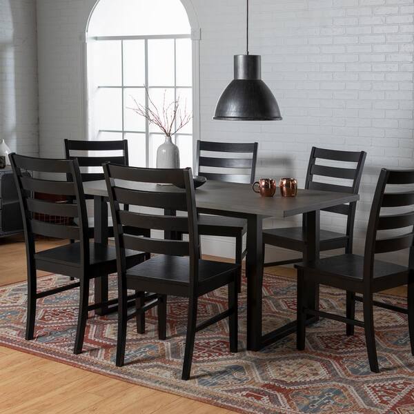 Walker Edison Furniture Company Madison 7-Piece Aged Grey Wood Dining Set