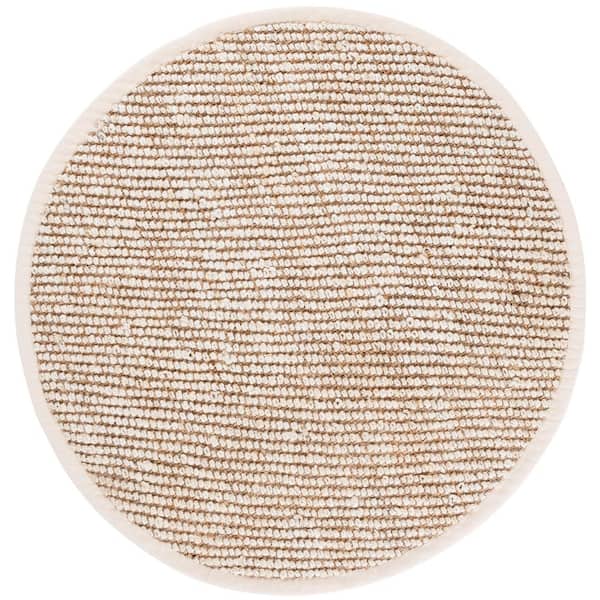 Natural Fiber 6 ft. x 6 ft. Natural/Bleach Solid Color Round Area Rug
