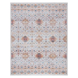 Tanis Ivory 5 ft. x 7 ft. Crystal Print Polyester Digitally Printed Area Rug