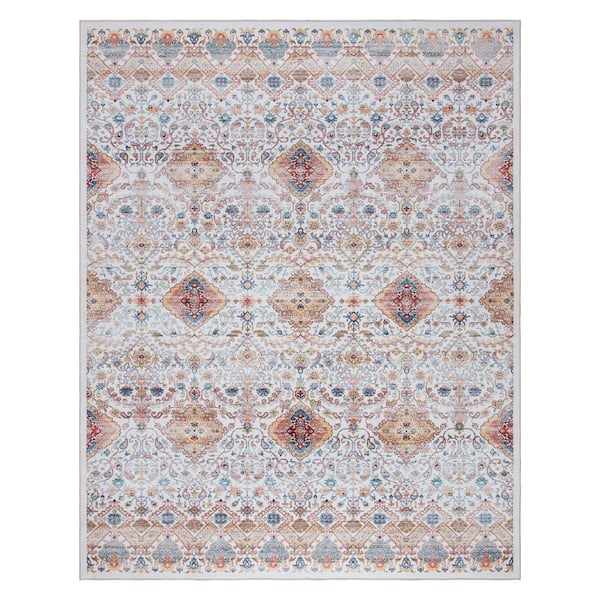 Gertmenian Tanis Ivory 6 ft. x 9 ft. Crystal Print Polyester Digitally Printed Area Rug