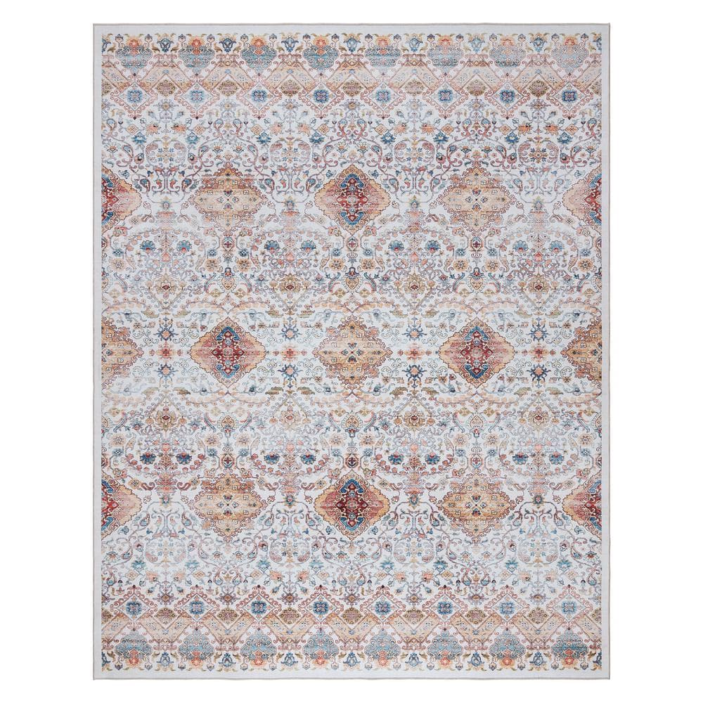 Tanis Ivory Moroccan Bohemian Washable Area Rug, 8x10