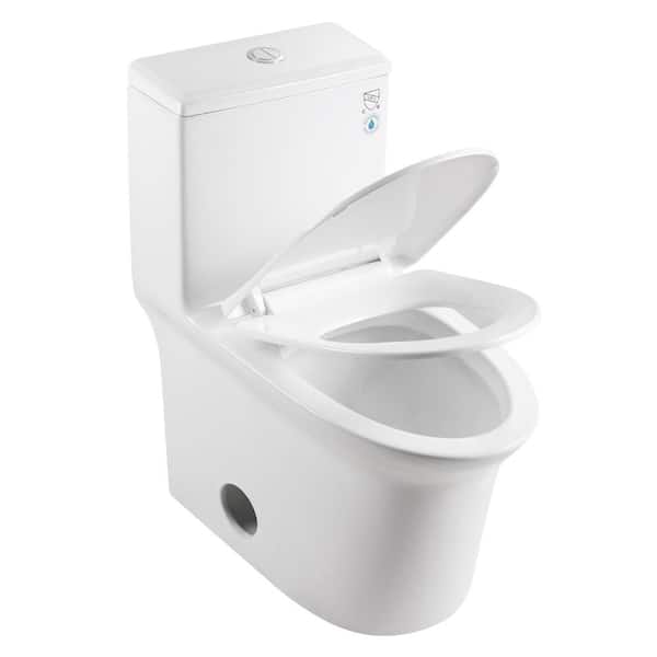 1-Piece 12 Rough in Size 1.1/1.60 GPF Powerful Dual Flush Elongated Toilet in Glossy White CUPC Seat Included