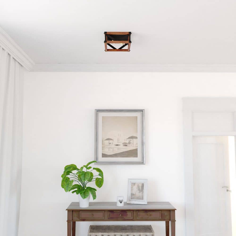 Wade 13-Inch Matte Black Glass Flush Mount Ceiling Light