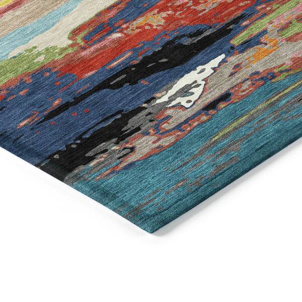 Chantille Machine Washable Indoor/Outdoor Abstract ACN2249 Denim 1 ft. 8 in. x 2 ft. 6 in. Accent Rug
