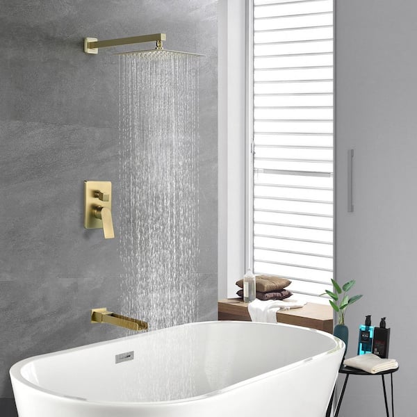 Vara Single Handle 1-Spray 2-Way Tub and Shower Faucet 1.8 GPM in Brushed Gold Pressure Balance Valve Included