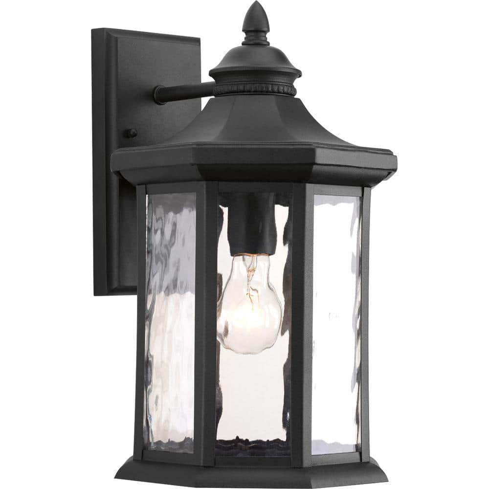 Edition Collection 1-Light Textured Black Clear Water Glass Traditional Outdoor Large Wall Lantern Light price history on PriceWatchPro