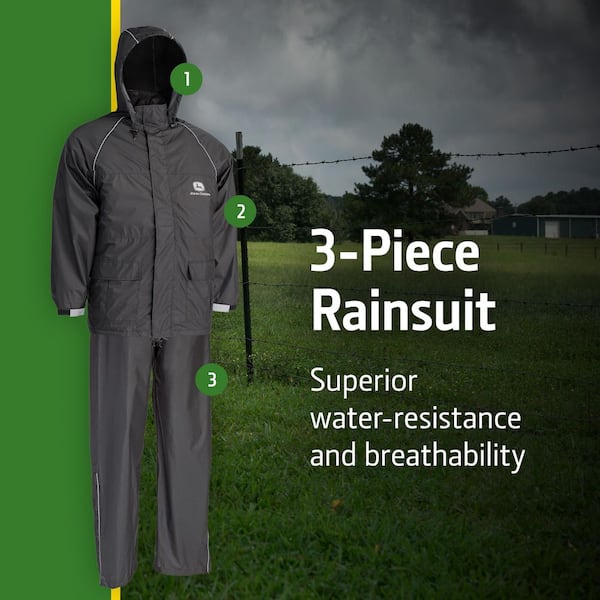 John Deere Men's X-Large Black Polyurethane-Coated Polyester
