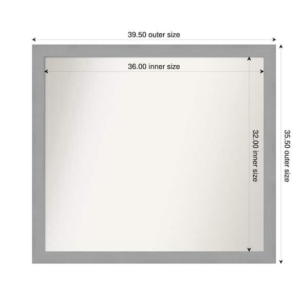 Amanti Art Brushed Nickel 39.5 in. x 35.5 in. Custom Non-Beveled Recycled Polystyrene Framed Bathroom Vanity Wall Mirror