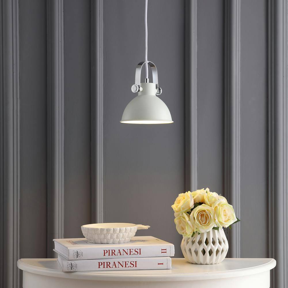 Contemporary White Adjustable LED Pendant Light, 82'' Height