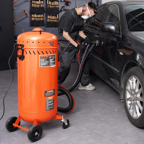 28 Gallon Vacuum Sand Blaster, Dustless Sandblaster with Built-in 1,200W Vacuum System for Dust Control