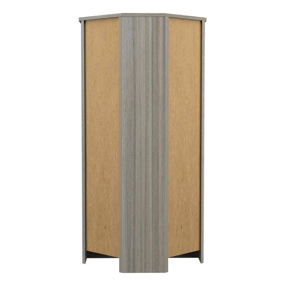 Compact Smoke Oak Corner Bookcase with Durable Melamine Finish
