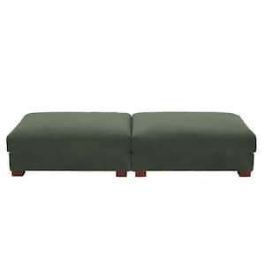 84.7 in. Green Corduroy Fabric Rectangle Sectional Ottoman with Wood Legs