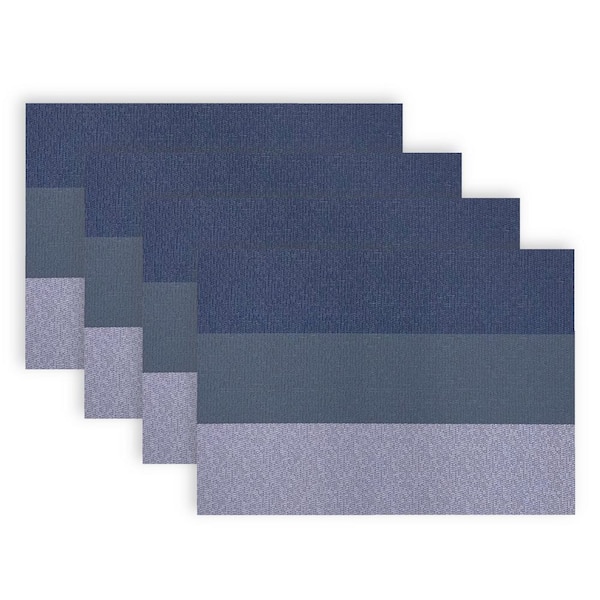 Bal Harbour 19 in" x 13 in" Blue Gradient Strip Reversible Texteline Wipe Clean Placemat Set of 4