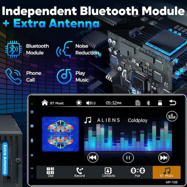 OBJLGEV 10.1 Wireless Single Din Car Radio Stereo with Carplay